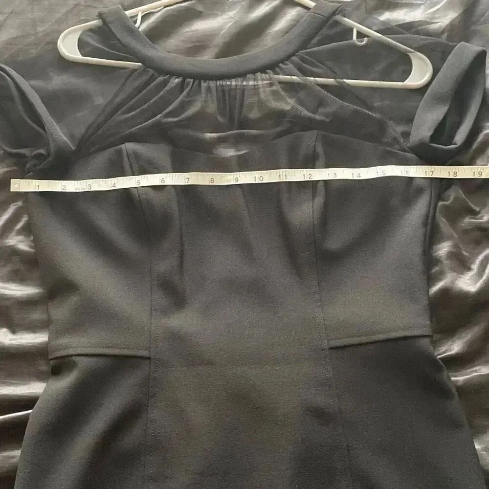 Nordstrom Maggy London classy sheer illusion bodycon black midi dress size 8 - Picture 12 of 16